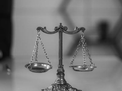 Arbitration and dispute resolution law concept with justice scales